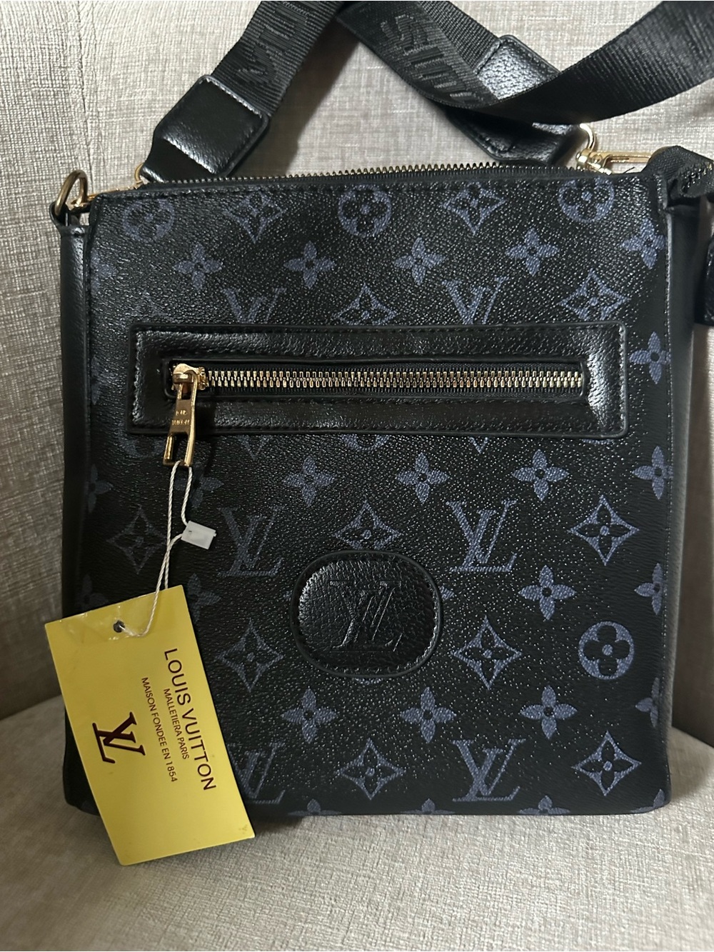 Black Monogram Vertical Crossbody Bag